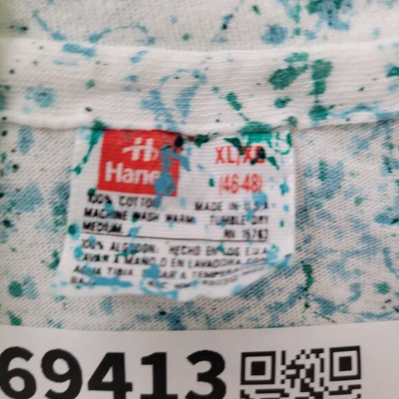 Vintage 90s Paint-Splatter Shirt Womens Large 20x26 - Picture 6 of 9